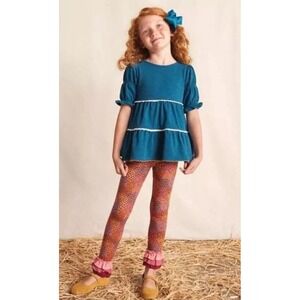 Matilda Jane Girls Fall Late Bloomer Floral Ruffle Leggings size 8 Stretch New